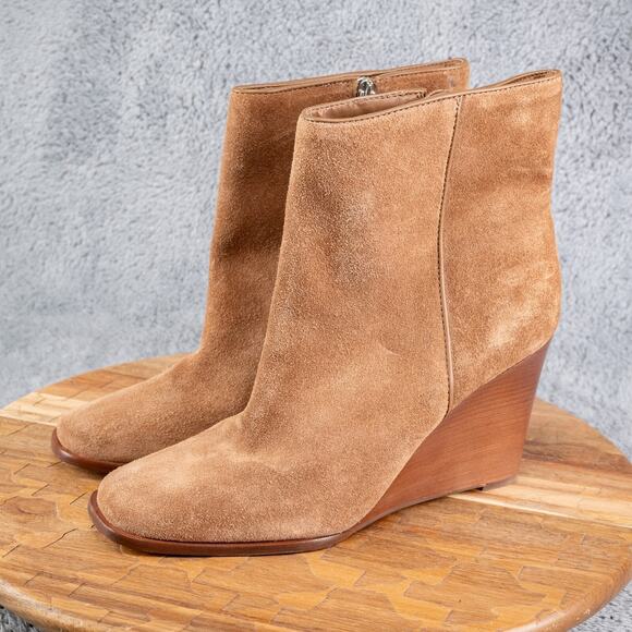 DOLCE VITA Womens Brown Padded Susann Square Toe Wedge Leather Booties 9 - Picture 3 of 9